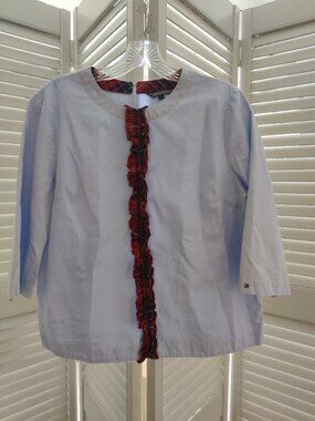 Tommy Hilfiger Women's Blue Ruffle Top - Size 8